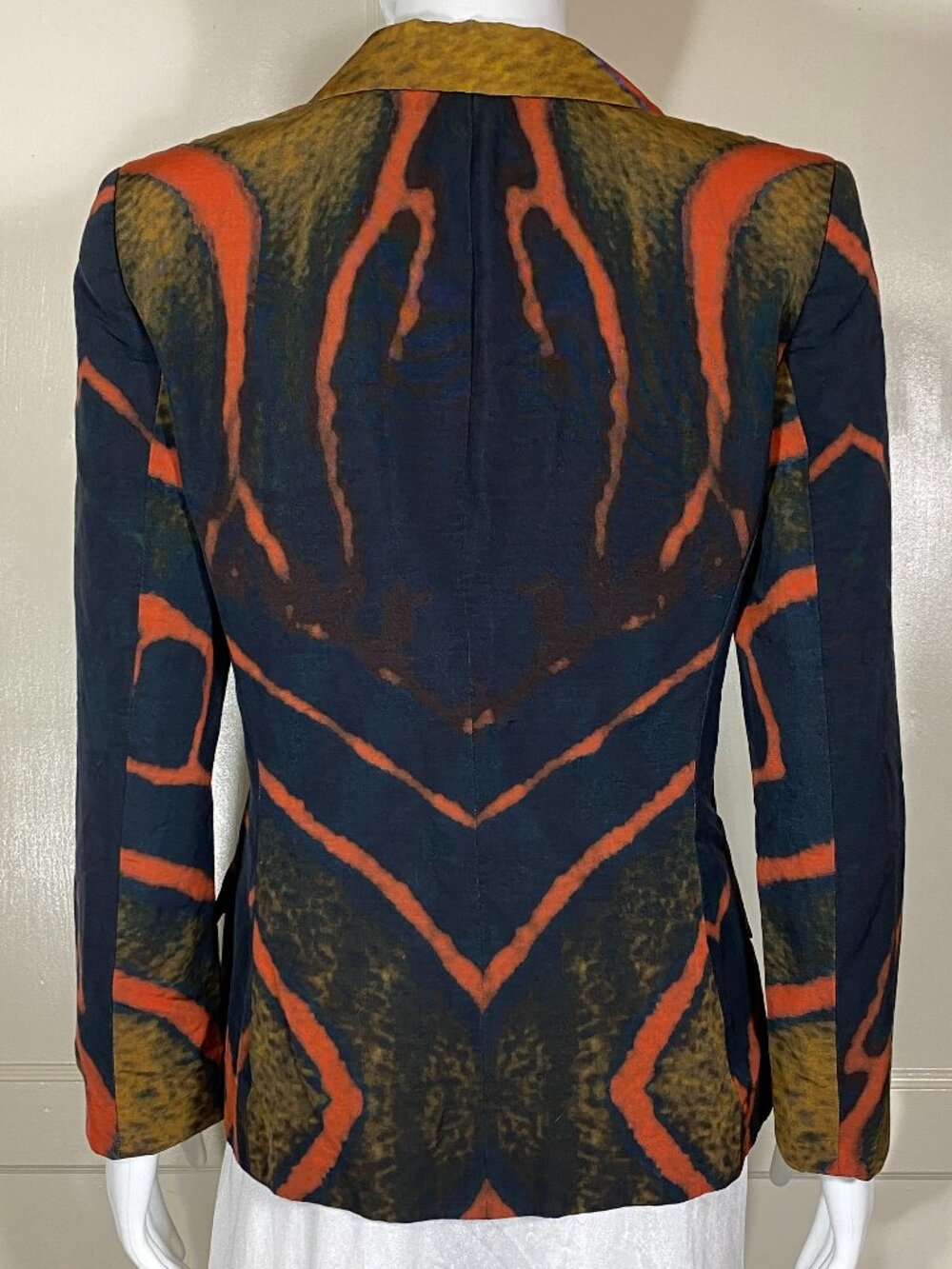 ESCADA Buella Fantasy Print Blazer Black Brown Rust Orange Tailored Sz 36 (S) - Picture 3 of 15